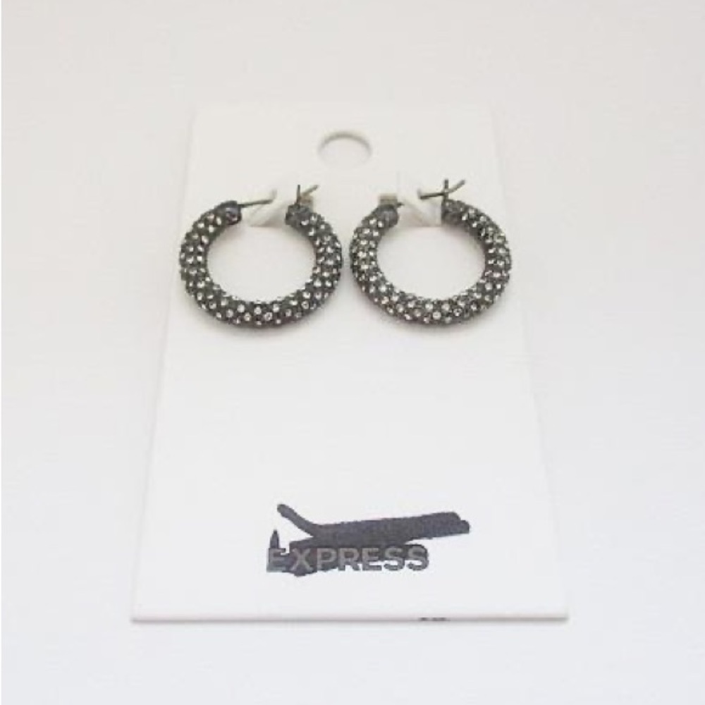 NWT Express Rhinestone Pavé Hoops in Gold Tone or Black